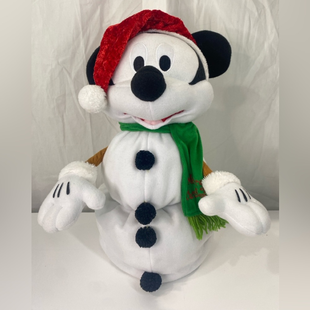 Disney Atico MICKEY MOUSE SNOWMAN Collapsible Plush Felt Christmas Holiday Decor
